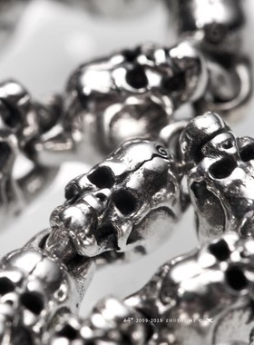 主师原创设计真言款尼泊尔永恒之僧纯银手工制作暗黑系骷髅项链