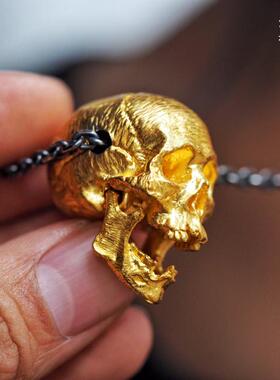 主师纯黄金撒旦超大轻量吊坠项链