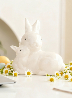 复活节兔子花插简约陶瓷兔手持花瓶插花花器家居动物艺术摆件装饰