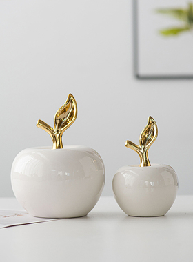 简约陶瓷苹果黑色家居装饰摆件客厅艺术工艺品玄关圣诞节摆饰装饰