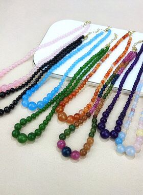 碧玺天然粉水晶民族风项饰彩虹女