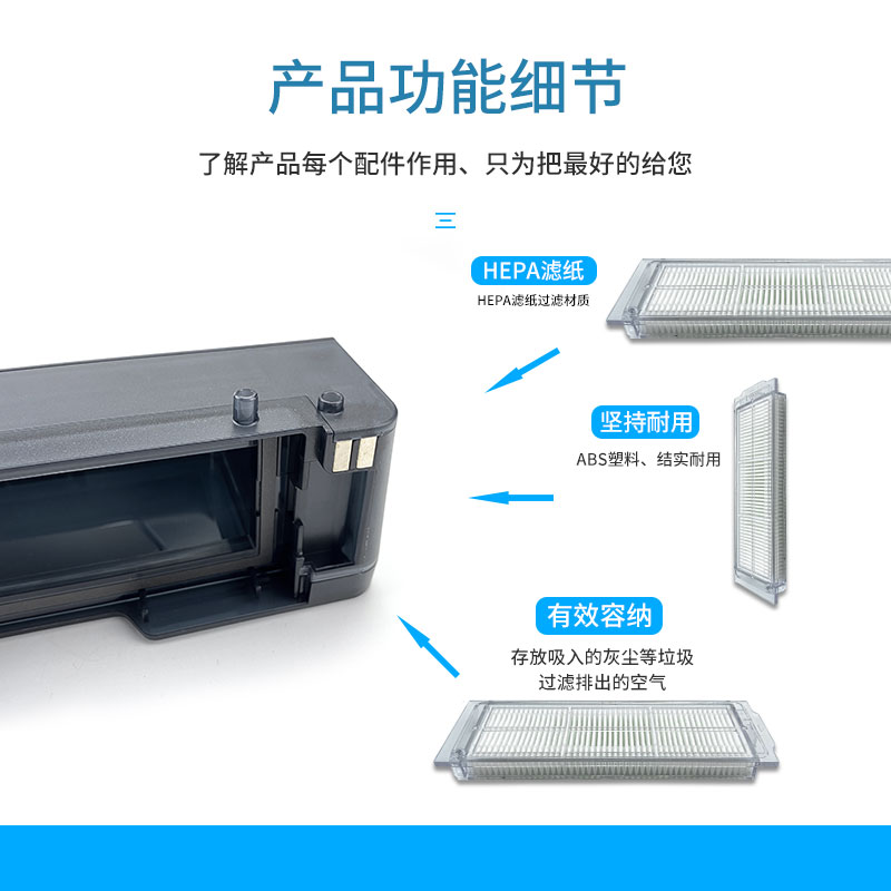 适配米家扫拖扫地机器人配件STYTJ02YM抹布过滤网二合一水箱尘盒 - 图2