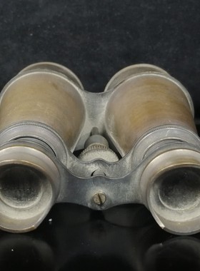 欧洲回流古董木盒望远镜道具摆件复古黄铜伸缩望眼镜古玩仿古物件