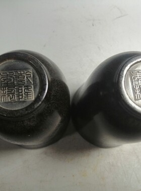 古玩杂项老牛角素雕酒杯一对手工老角雕酒具茶杯居家文玩茶室礼品