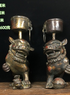 古玩黄铜龙龟龙凤烛台铜器玄武蜡台家居佛堂桌面装饰品工艺品摆件