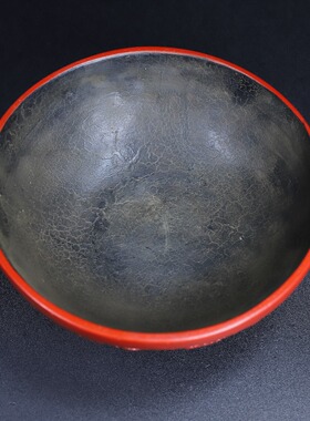 古玩收藏回流古董漆器精美老北京漆雕山水画剔红大碗装饰摆件
