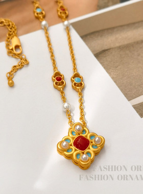 YGL原创S925银针新潮中古风设计耳钉项链复古小众新中式耳环饰品