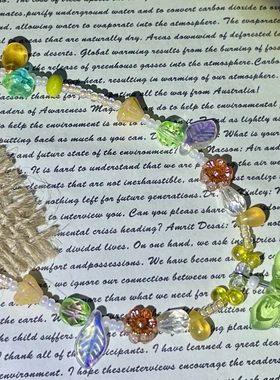 春意盎然 蝴蝶  捷克琉璃项链  小众设计手工 小裙子百搭