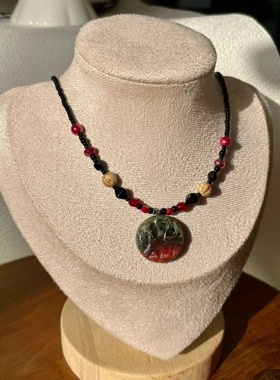 山火图腾 暗黑风原创设计捷克琉璃项链一只童手作