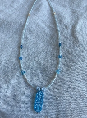 温柔蓝系 捷克琉璃珠项链  小众饰品 四季穿搭好物