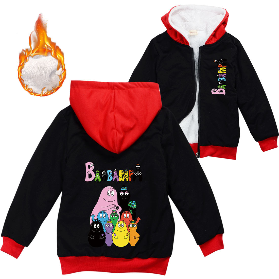 巴巴爸爸女童粉色棉袄Barbapapa 加绒冬季外套卡通棉衣保暖厚2023,淘宝优惠券,粉丝福利购,淘宝优惠卷
