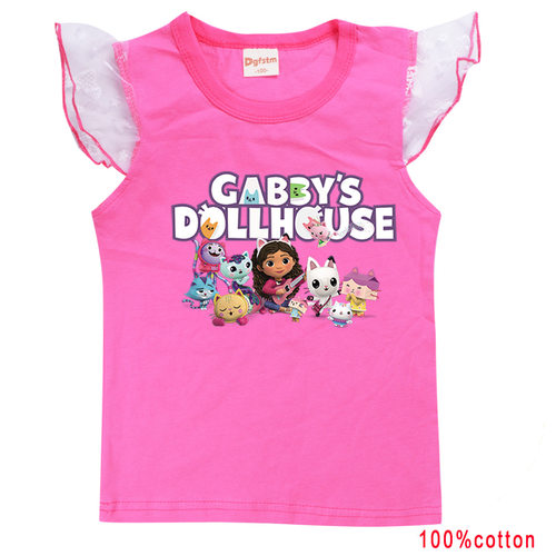 Gabby's Dollhouse女童小飞袖上衣2023夏季盖比的娃娃屋纯棉无袖T - 图0