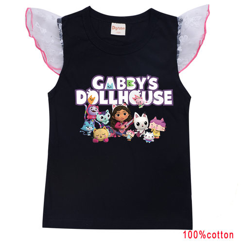 Gabby's Dollhouse女童小飞袖上衣2023夏季盖比的娃娃屋纯棉无袖T - 图2