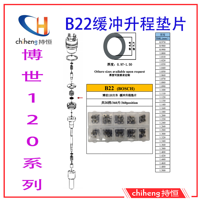 B22林氏120喷油器博士CRIN2/3缓冲升程过升程调整垫片0.97-1.50 - 图2