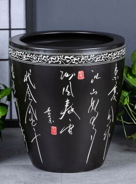 加高缸景德镇陶瓷金鱼缸