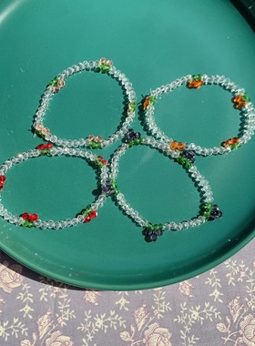 手工编织水晶串珠手链水果弹力