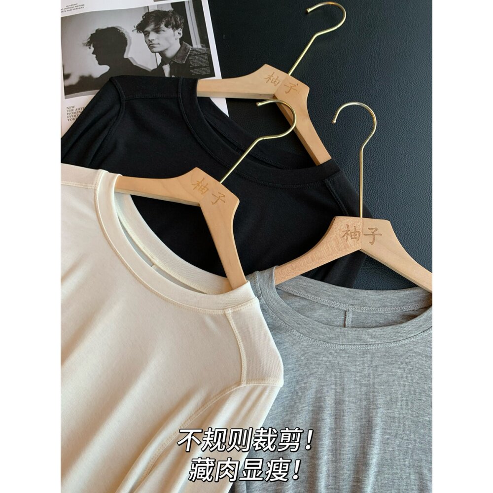 醋酸+天丝+绵羊毛！巨巨巨软糯！显瘦百搭长袖T恤打底衫女25新秋