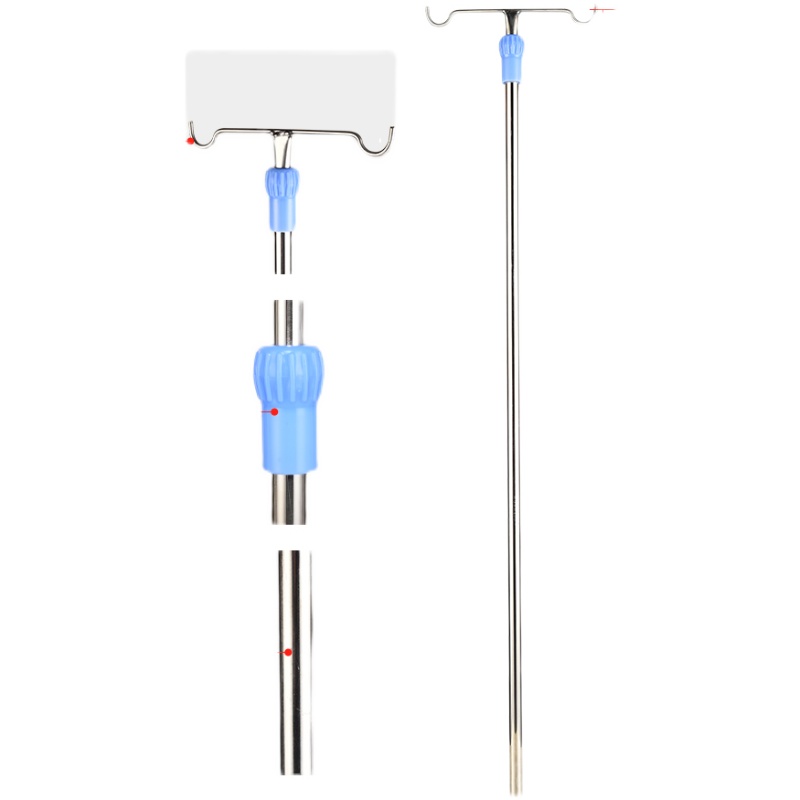 加厚不锈钢输液架吊瓶架护理床输液椅用点滴架直插式伸缩架子床插-图3