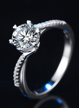 莫桑石镶嵌戒指定制仿真钻18K金