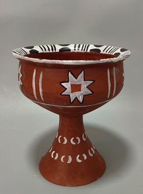 大汶口文化八角星纹陶豆摆件装饰