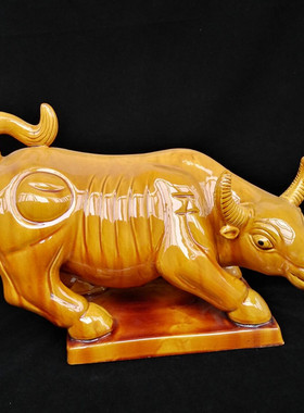 陶瓷摆件动物工艺品创意华尔街牛