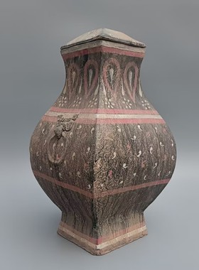 仿古陶器陶方壶古典中式老物件