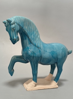 绿松石陶瓷马酒店风水摆件客厅