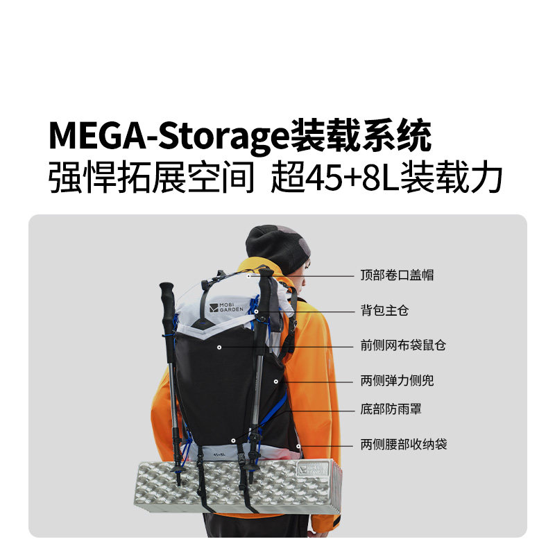 牧高笛冷山幻影3D Dyneema徒步登山户外双肩背包轻量化露营男女包,淘宝优惠券,粉丝福利购,淘宝优惠卷