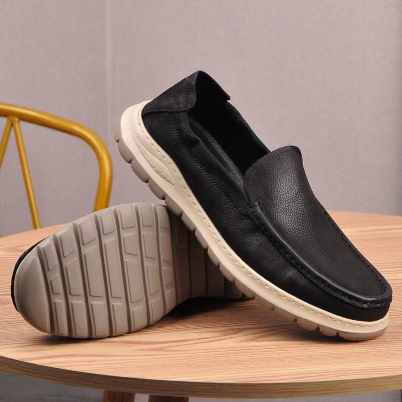 单层牛皮豆豆鞋男鞋轻底夏季透气懒人鞋真皮休闲皮鞋一脚蹬乐福鞋,淘宝优惠券,粉丝福利购,淘宝优惠卷