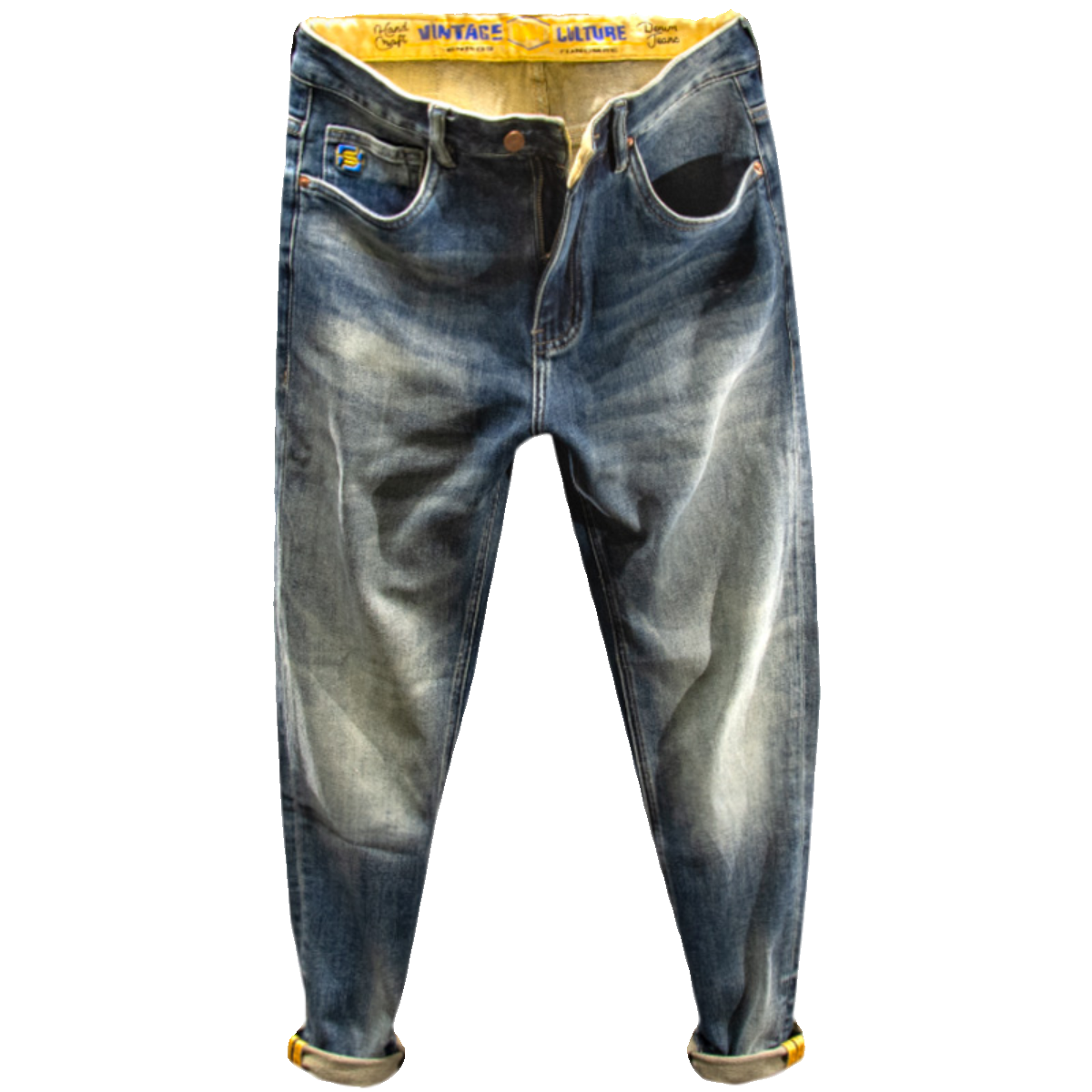 三古木棉 高端复古怀旧牛仔裤男修身小脚秋冬新品做旧裤子男潮牌,淘宝优惠券,粉丝福利购,淘宝优惠卷