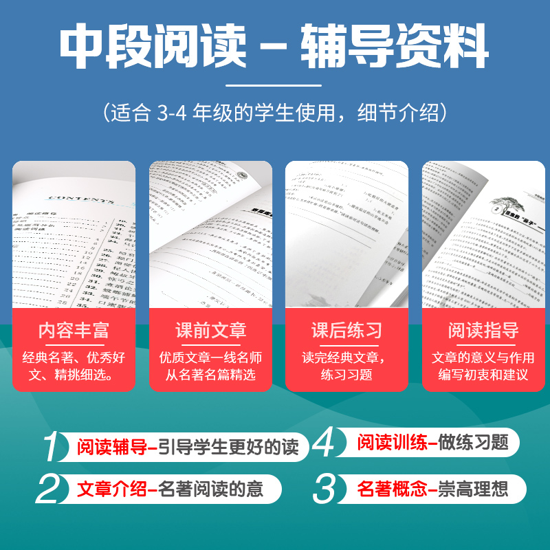 全套11册孟建平小学语文高要求阅读中段阅读古诗文篇记事名著散文说明文1说明文2童话寓言写景写人状物三四年级上下册训练教辅书籍-图0