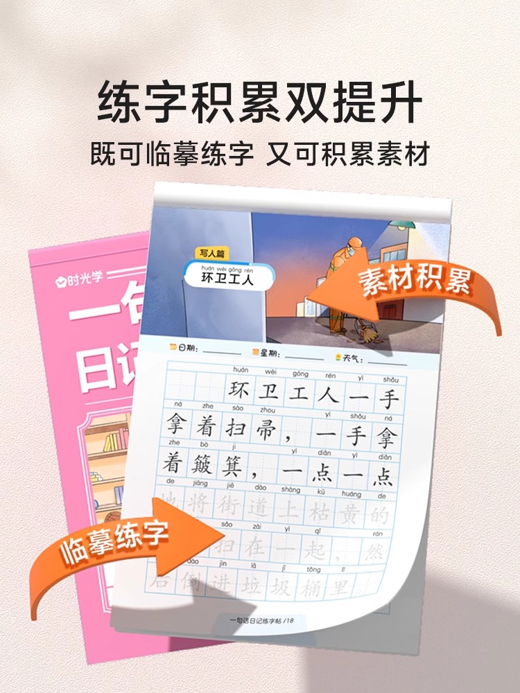 时光学看图写话练字帖小学生一句话日记练字帖一二三四五六年级专项训每日一练语文人教版幼小衔接硬笔书法练字本练习写字儿童楷书