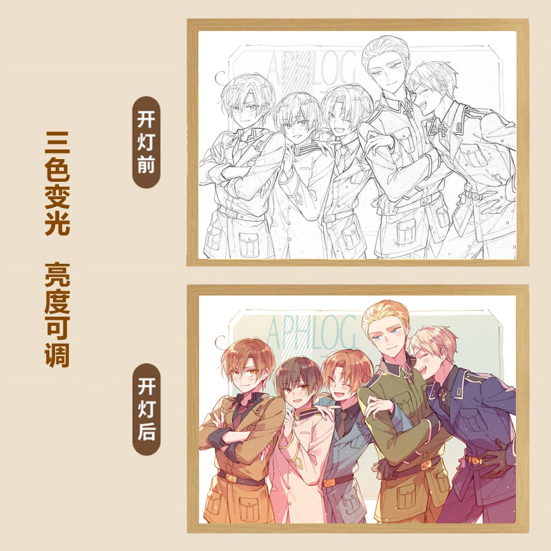 黑塔利亚灯光画漫画周边相框画氛围灯生日礼物小夜灯学生桌面摆件-图1