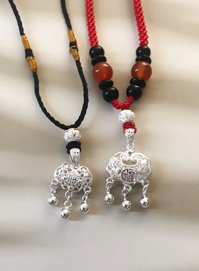 女士999足银平安锁项链