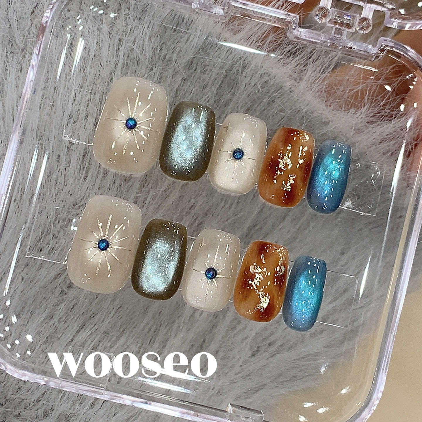 琥珀穿戴甲短款轻奢高级感秋冬手工指甲贴片2026新款爆款穿戴美甲,淘宝优惠券,粉丝福利购,淘宝优惠卷