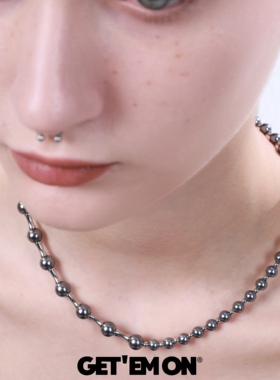 GetEmON原创高级感叠戴小众天然珍珠钛钢拼接男女串珠锁骨项链