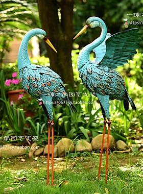 铁艺蓝色展翅庭院草坪装饰动物