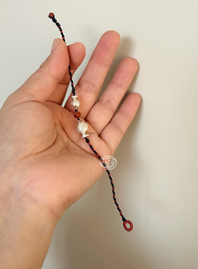 S925纯银双鱼座南红圆珠本命手绳 红绳 组合百搭 手链 纯手工定制