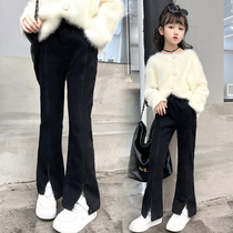 Girl Plus Suede Jeans Horn Pants Children Autumn Dress Foreign Air Trendy Pants CUHK Childrens Dress Girl Winter Dress Pants