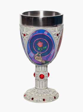 周边美女与野兽贝儿舞会场景高脚杯子摆件圣杯树脂不锈钢装饰