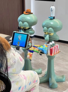 一米命苦章鱼哥托盘超大落地打工人装饰摆件手办沙发旁客厅置物架