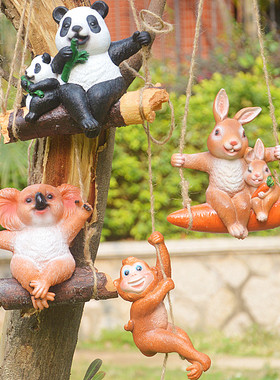 园艺装饰品卡通动物模型荡秋千