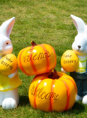 可爱风卡通庭院幼儿园兔子摆件