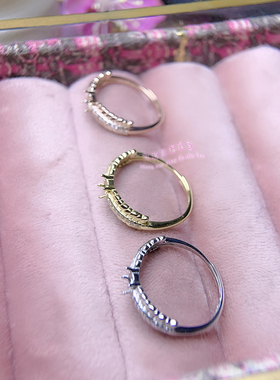 925银戒指空托方形5MM6MM