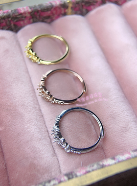 925银戒指空托 方形3MM 镶嵌宝石女款开口银戒托