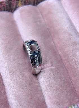 925银男款戒托  圆形 6.5 7 8MM   镶嵌宝石用男士银托空托