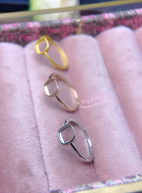 925银戒指空托 糖塔切工6 7 8 10MM镶嵌宝石女款开口糖塔工银戒托