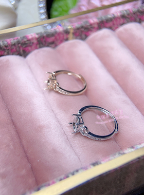 925银戒指空托 椭圆形4*6MM-13*18MM女款镶嵌宝石银开口戒托银托