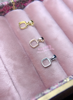 925银吊坠空托  糖塔工5 6 7 8 9 10MM 女款项坠银托平底蛋面宝石