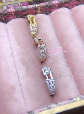 925银戒指空托 长方形4*6MM  女款镶嵌用银横款戒托戒指银托